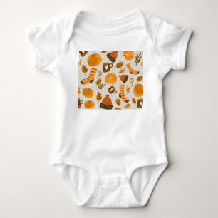 Autumn Theme Seamless Tile Pattern Baby Bodysuit