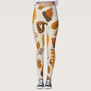 Autumn Theme Seamless Tile Pattern Leggings