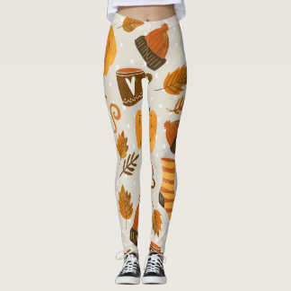 Autumn Theme Seamless Tile Pattern Leggings