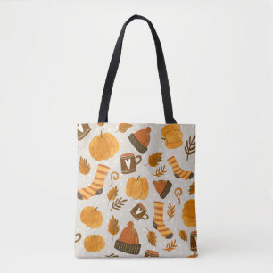Autumn Theme Seamless Tile Pattern Tote Bag