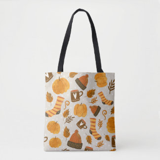 Autumn Theme Seamless Tile Pattern Tote Bag