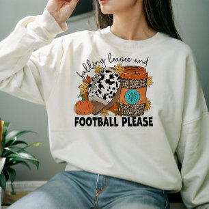 AUTUMN THEMED FALLING LEAVES AND FOOTBALL PLEASE SWEATSHIRT
