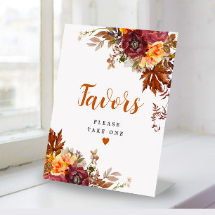 Autumn themed Favours Pedestal Sign
