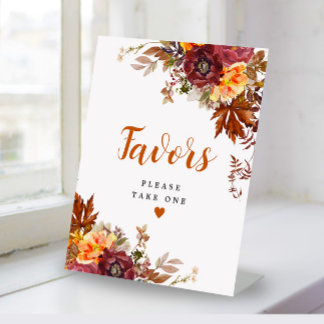 Autumn themed Favours Pedestal Sign
