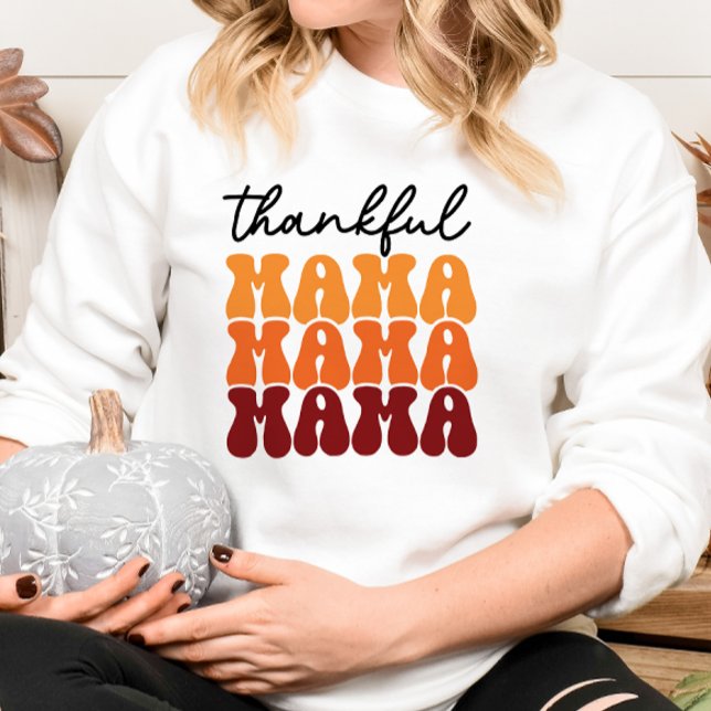 AUTUMN THEMED GROOVY THANKFUL MAMA SWEATSHIRT (Creator Uploaded)