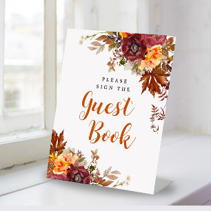 Autumn themed Guest Book Pedestal Sign