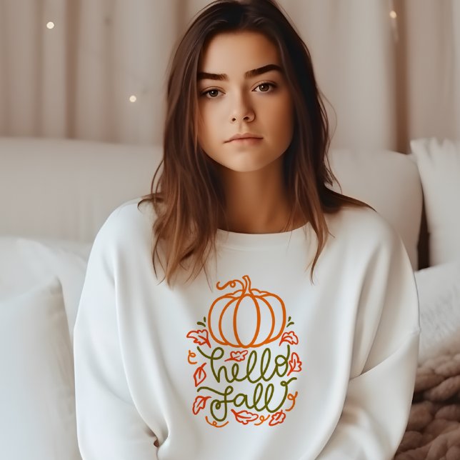 AUTUMN THEMED HELLO FALL PUMPKIN SWEATSHIRT (Creator Uploaded)