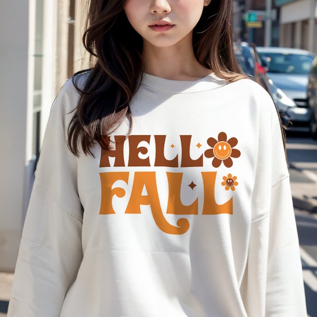 AUTUMN THEMED RETRO GROOVY HELLO FALL SWEATSHIRT (Creator Uploaded)