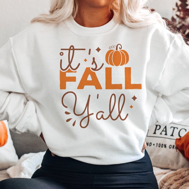 AUTUMN THEMED RETRO IT'S FALL Y'ALL PUMPKIN SWEATSHIRT (Creator Uploaded)