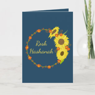Autumn themed Rosh Hashanah Sunflower Holiday Card