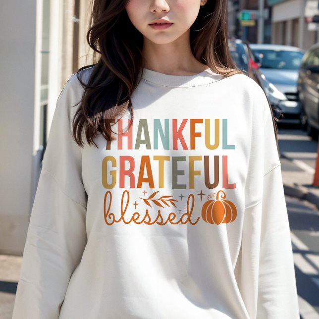 AUTUMN THEMED THANKFUL GRATEFUL BLESSED PUMPKIN SWEATSHIRT (Creator Uploaded)