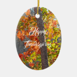 Autumn Themed Thanksgiving Ceramic Tree Decoration