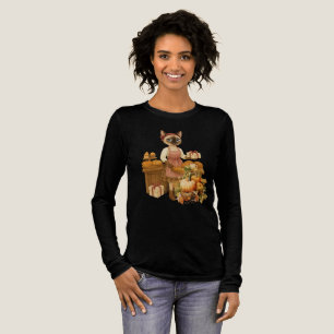 Autumn themed Thanksgiving with Cat  Tri-Blend Shirt