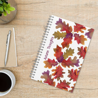 Autumn Thoughts Colourful Oak Leaf Journal