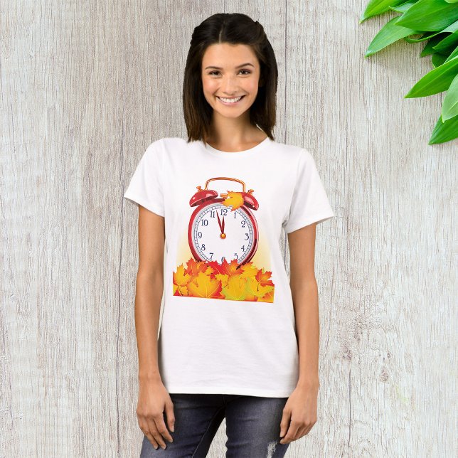 Autumn Time Change Fall Leaves And Retro Clock  T-Shirt (Creator Uploaded)