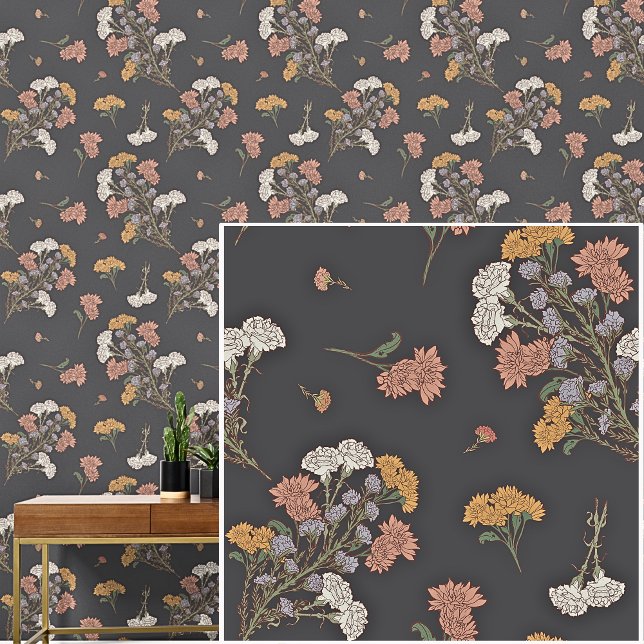 Autumn Tones Dark Botanicals Brown  Wallpaper (Creator Uploaded)