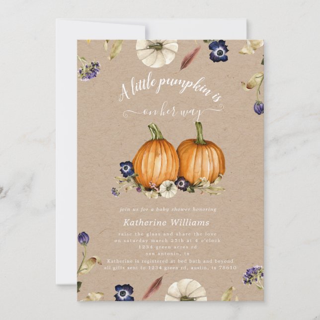 autumn tones pumpkin baby shower invitation (Front)