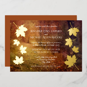 autumn trail falling maple leaves rustic wedding