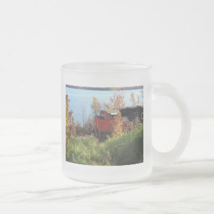 Autumn Train Frosted Glass Coffee Mug