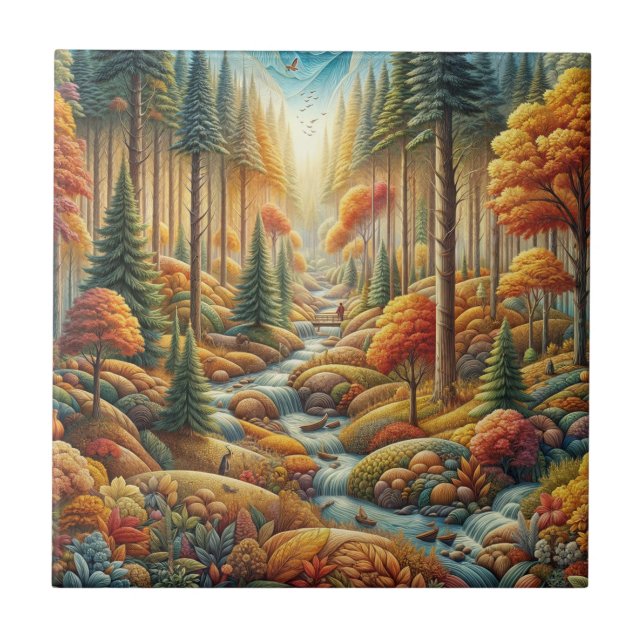 Autumn Tranquillity: A Nature’s Haven"Ceramic Tile (Front)