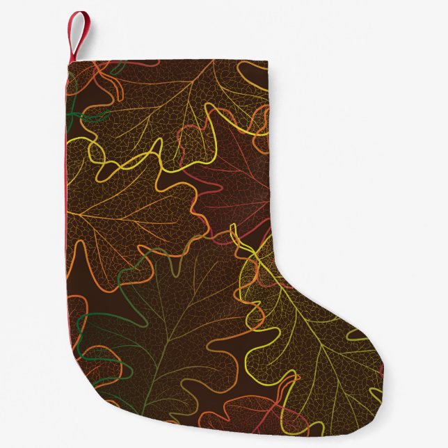 Autumn transparent oak leaves pattern background.  small christmas stocking (Front)