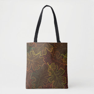 Autumn transparent oak leaves pattern background. tote bag