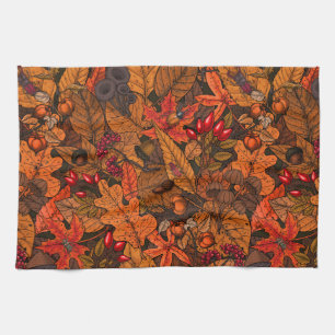 Autumn treasures tea towel