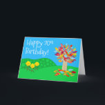 Autumn tree 70th birthday card by Jo Images<br><div class="desc">This Colourful and whimsical card is perfect to celebrate your friend or loved one's 70th birthday. Age can be personalised.</div>