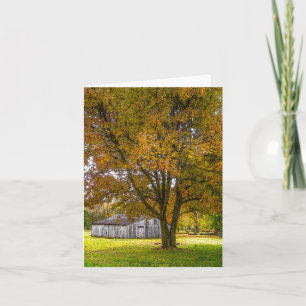 Autumn Tree And Barn Painterly Card