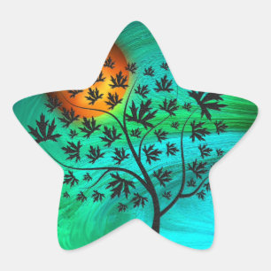 Autumn Tree and Harvest Moon Star Sticker