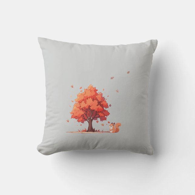 Autumn Tree and Squirrel  Cushion (Front)