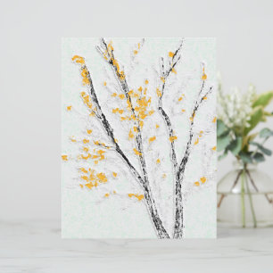 Autumn Tree Branches with Yellow Fall Leaves