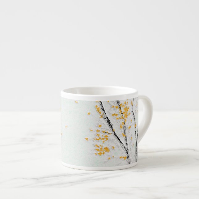 Autumn Tree Branches with Yellow Fall Leaves Espresso Cup (Front Right)