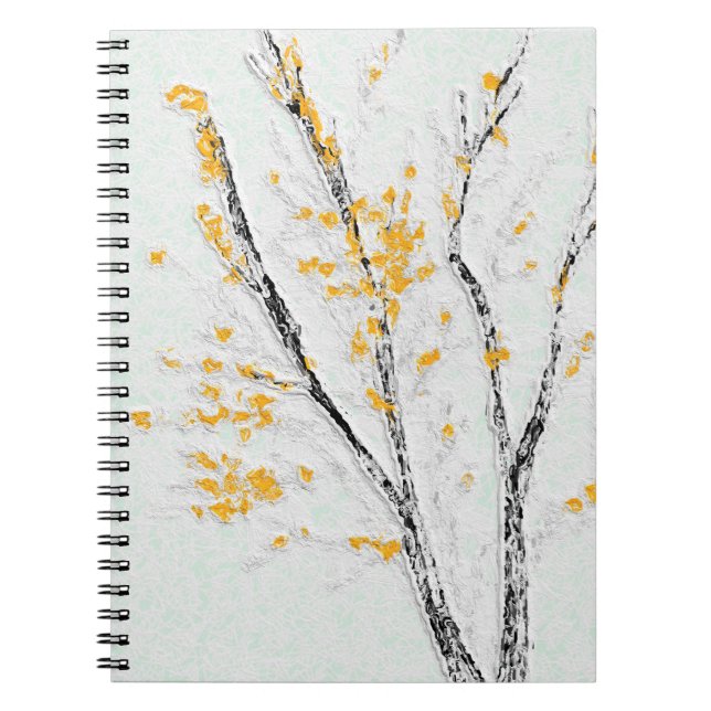 Autumn Tree Branches with Yellow Fall Leaves Notebook (Front)