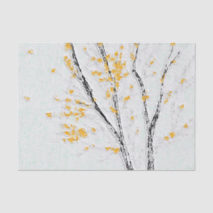 Autumn Tree Branches with Yellow Fall Leaves Tissue Paper