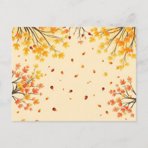 Autumn Tree Canopies Watercolor on Soft Ochre Postcard