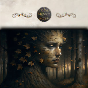 Autumn Tree Face Surreal Decoupage Tissue Paper