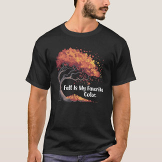 Autumn Tree Falling Leaves Whimsical Fall T-Shirt