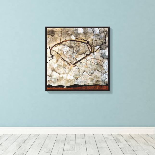 Autumn Tree in Movement by Egon Schiele Canvas Print (Insitu(Wood Floor))