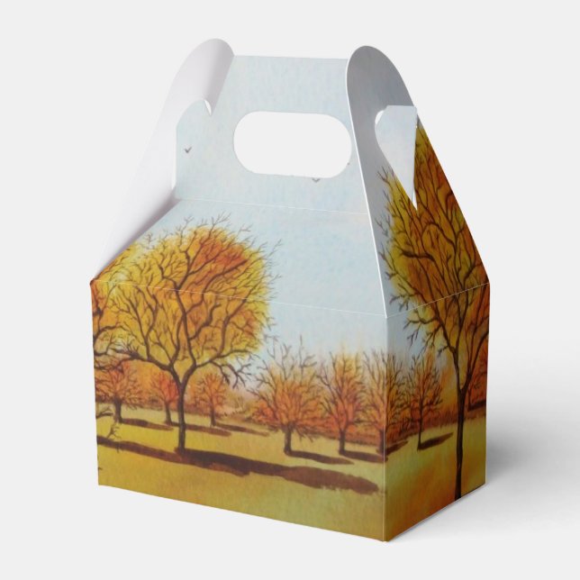 Autumn tree landscape scenic art painting favour box (Front Side)