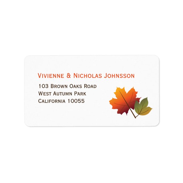 Autumn Tree Leaves Maple Custom Address Labels (Front)
