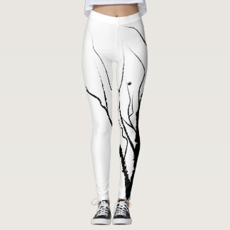 Autumn Tree Leggings Black on White