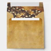 Autumn Tree & Lights Faux Parchment Square Wedding