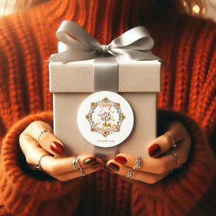 Autumn Tree Mandala Fall Foliage & Thanksgiving Classic Round Sticker