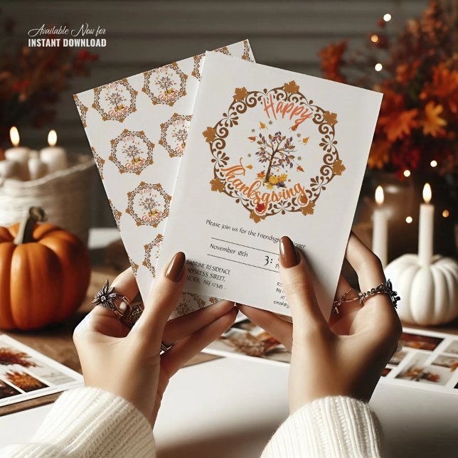 Autumn Tree Mandala Fall Foliage & Thanksgiving Invitation (Creator Uploaded)