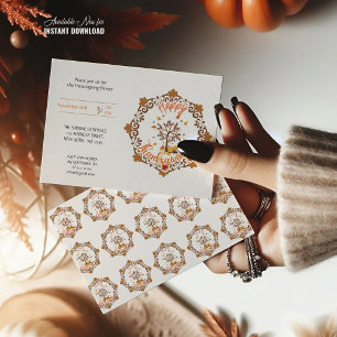 Autumn Tree Mandala Fall Foliage & Thanksgiving Invitation