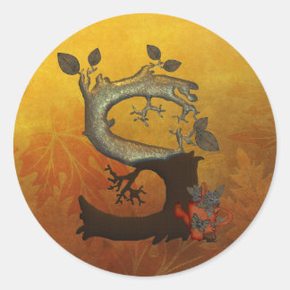 Autumn Tree Monogram S Classic Round Sticker