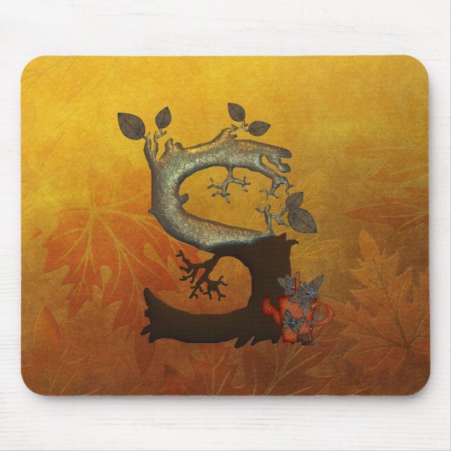 Autumn Tree Monogram S Mouse Pad (Front)