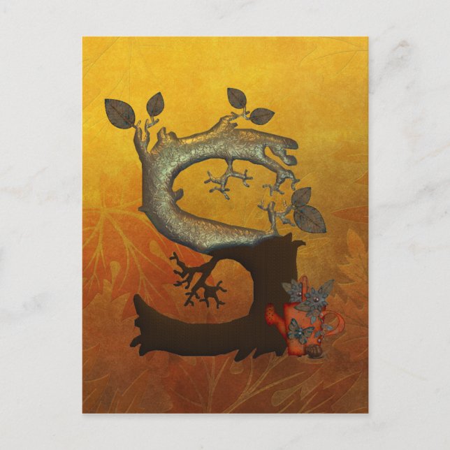 Autumn Tree Monogram S Postcard (Front)