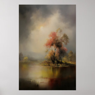 Autumn Tree Nature Landscape, Rainbow Ethereal Poster